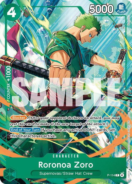 Roronoa Zoro (114) trading card from One Piece Promotion Cards Roronoa Zoro (114) - One Piece Promotion Cards One Piece trading card