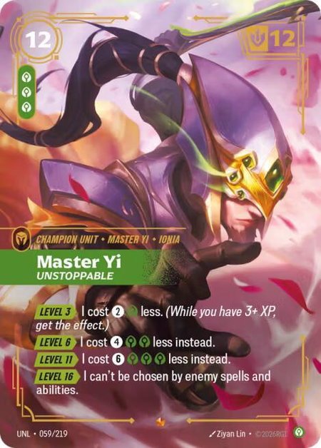 Master Yi - Unstoppable - Unleashed Riftbound trading card