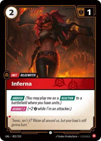Inferna - Unleashed (UNL) #002/219 - Common Riftbound Trading Card