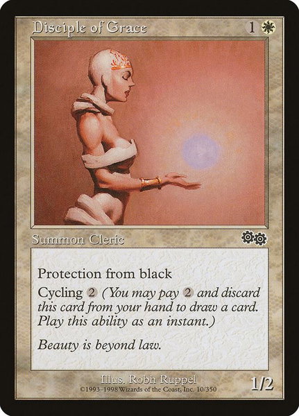 Disciple of Grace trading card from Urza's Saga Disciple of Grace - Urza's Saga Magic: The Gathering trading card