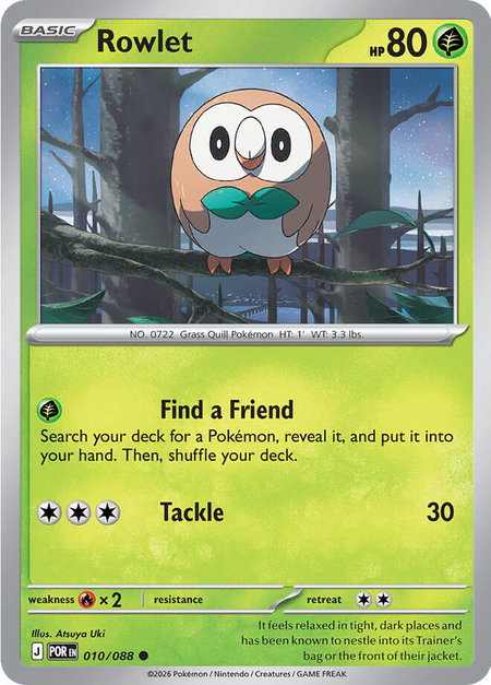 Rowlet - 010/088 trading card from ME03: Perfect Order Rowlet - 010/088 - ME03: Perfect Order Pokémon trading card