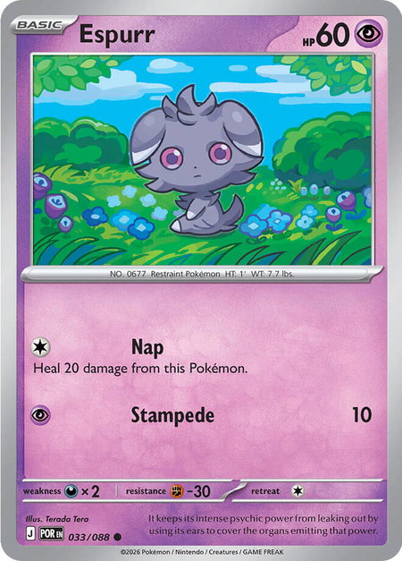 Espurr - 033/088 trading card from ME03: Perfect Order Espurr - 033/088 - ME03: Perfect Order Pokémon trading card