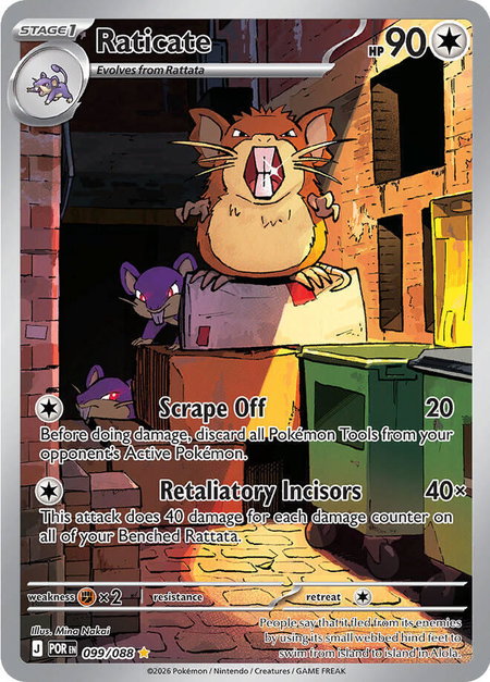 Raticate - 099/088 trading card from ME03: Perfect Order Raticate - 099/088 - ME03: Perfect Order Pokémon trading card
