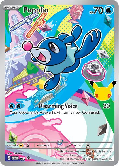 Popplio - 045 trading card from ME: Mega Evolution Promo Popplio - 045 - ME: Mega Evolution Promo Pokémon trading card