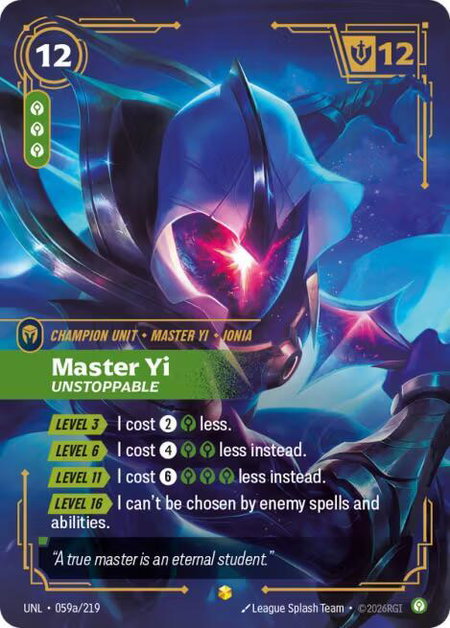 Master Yi - Unstoppable (Alternate Art) - Unleashed Riftbound trading card
