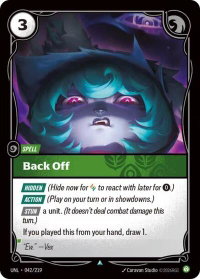 Back Off - Unleashed (UNL) #042/219 - Uncommon Riftbound Trading Card