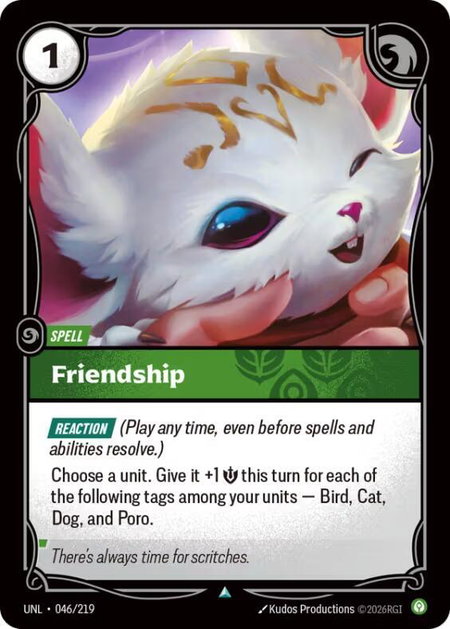 Friendship trading card from Unleashed Friendship - Unleashed Riftbound trading card