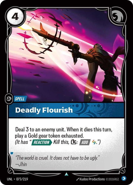 Deadly Flourish trading card from Unleashed Deadly Flourish - Unleashed Riftbound trading card