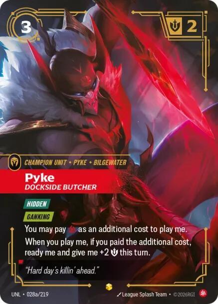 Pyke - Dockside Butcher (Alternate Art) trading card from Unleashed Pyke - Dockside Butcher (Alternate Art) - Unleashed Riftbound trading card