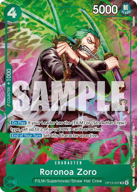 Roronoa Zoro (OP13-037) - Adventure on Kami's Island One Piece trading card
