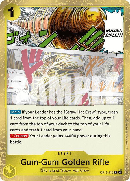 Gum-Gum Golden Rifle - Adventure on Kami's Island One Piece trading card