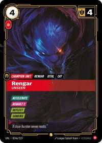 Rengar - Unseen (Alternate Art) - Unleashed (UNL) #024a/219 - Showcase Riftbound Trading Card