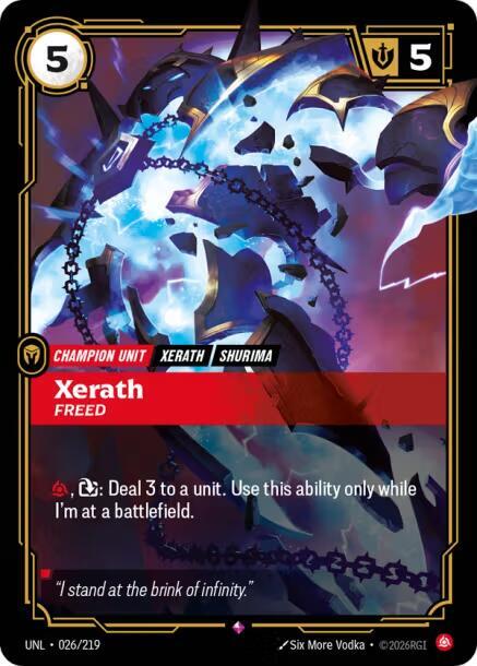 Xerath - Freed trading card from Unleashed Xerath - Freed - Unleashed Riftbound trading card