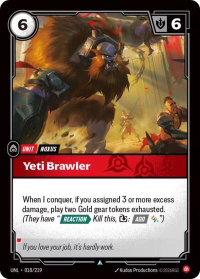 Yeti Brawler - Unleashed (UNL) #018/219 - Uncommon Riftbound Trading Card