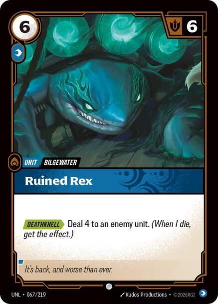 Ruined Rex trading card from Unleashed Ruined Rex - Unleashed Riftbound trading card