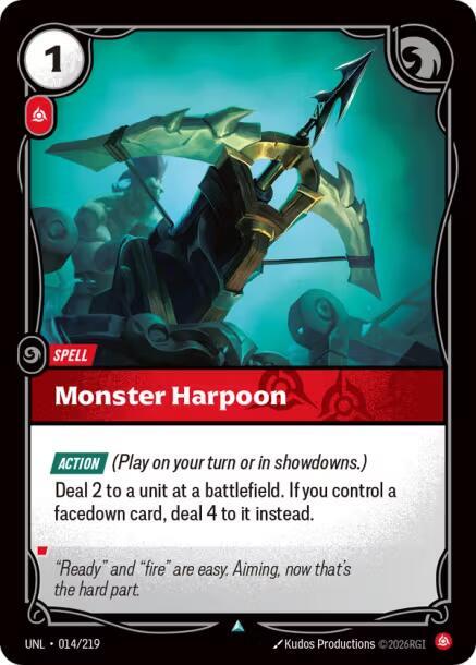Monster Harpoon trading card from Unleashed Monster Harpoon - Unleashed Riftbound trading card