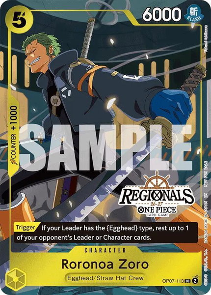 Roronoa Zoro (113) (Regional Participation Pack 2026 Vol.1) trading card from One Piece Promotion Cards Roronoa Zoro (113) (Regional Participation Pack 2026 Vol.1) - One Piece Promotion Cards One Piece trading card