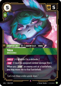Vex - Mocking - Unleashed (UNL) #055/219 - Rare Riftbound Trading Card