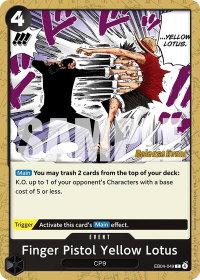 Finger Pistol Yellow Lotus - Adventure on Kami's Island Release Event Cards (OP15 RE) #EB04-049 - Common One Piece Trading Card