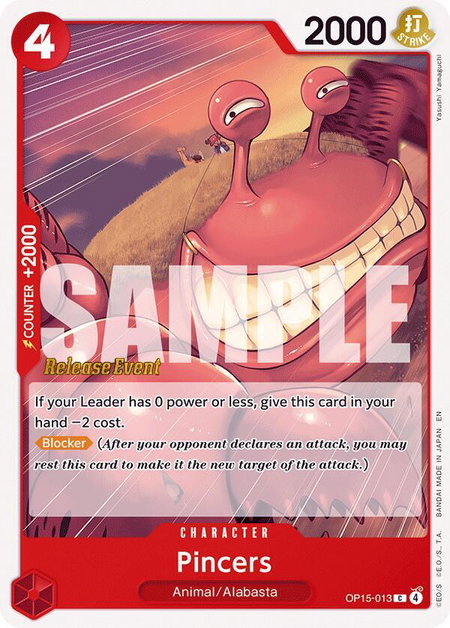 Pincers trading card from Adventure on Kami's Island Release Event Cards Pincers - Adventure on Kami's Island Release Event Cards One Piece trading card