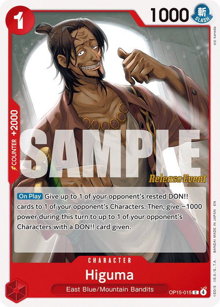 Higuma - Adventure on Kami's Island Release Event Cards One Piece trading card