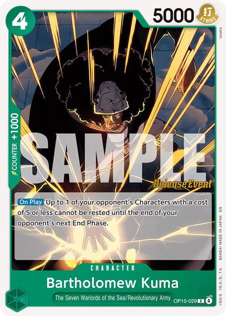 Bartholomew Kuma (OP15-029) trading card from Adventure on Kami's Island Release Event Cards Bartholomew Kuma (OP15-029) - Adventure on Kami's Island Release Event Cards One Piece trading card