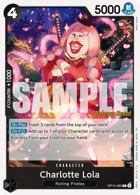 Charlotte Lola trading card from Adventure on Kami's Island Release Event Cards Charlotte Lola - Adventure on Kami's Island Release Event Cards One Piece trading card