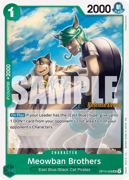 Meowban Brothers trading card from Adventure on Kami's Island Release Event Cards Meowban Brothers - Adventure on Kami's Island Release Event Cards One Piece trading card