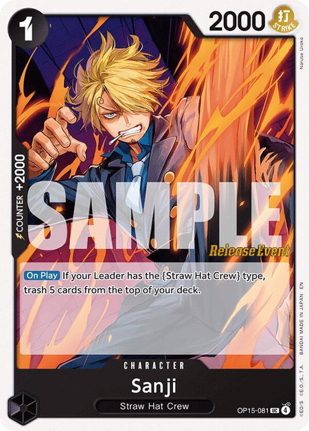 Sanji (OP15-081) trading card from Adventure on Kami's Island Release Event Cards Sanji (OP15-081) - Adventure on Kami's Island Release Event Cards One Piece trading card
