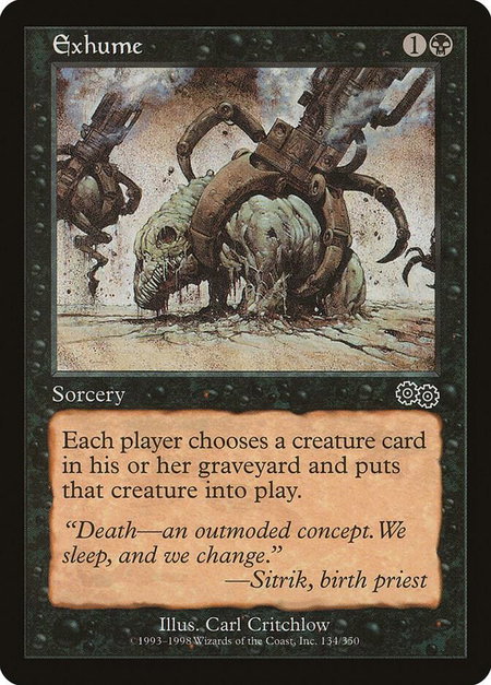 Exhume - Urza's Saga Magic: The Gathering trading card