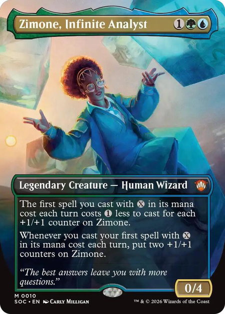 Zimone, Infinite Analyst (Borderless) - Commander: Secrets of Strixhaven Magic: The Gathering trading card