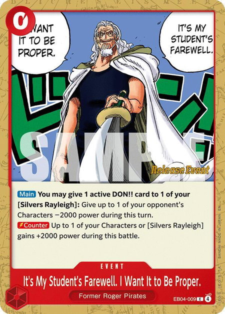 It's My Student's Farewell. I Want It to Be Proper. trading card from Adventure on Kami's Island Release Event Cards It's My Student's Farewell. I Want It to Be Proper. - Adventure on Kami's Island Release Event Cards One Piece trading card
