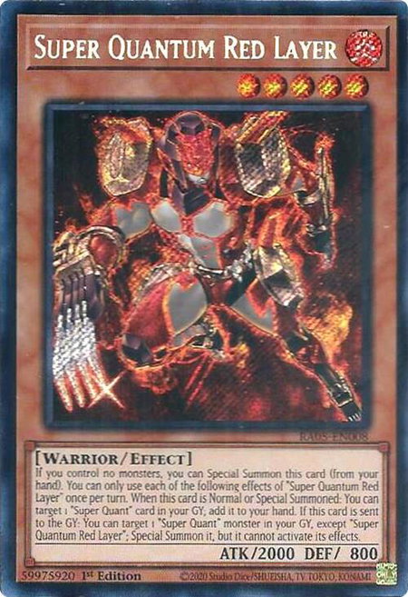 Super Quantum Red Layer (Secret Rare) trading card from Rarity Collection 5 Super Quantum Red Layer (Secret Rare) - Rarity Collection 5 YuGiOh trading card