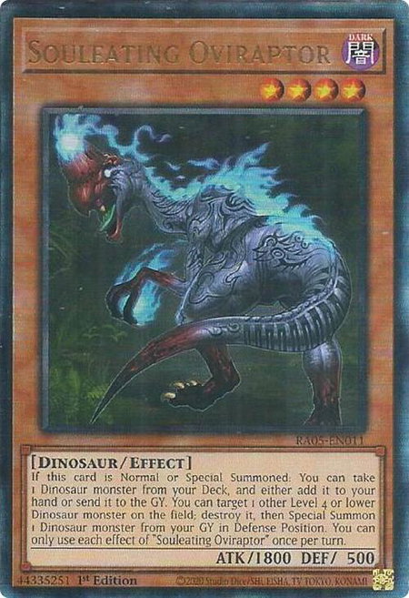 Souleating Oviraptor (Ultimate Rare) trading card from Rarity Collection 5 Souleating Oviraptor (Ultimate Rare) - Rarity Collection 5 YuGiOh trading card