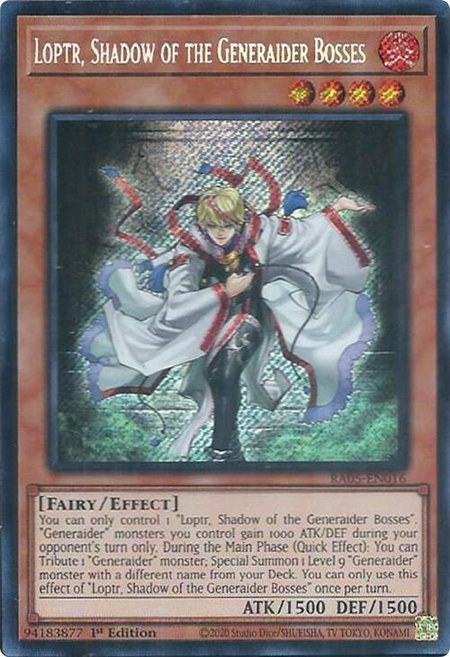 Loptr, Shadow of the Generaider Bosses (Secret Rare) trading card from Rarity Collection 5 Loptr, Shadow of the Generaider Bosses (Secret Rare) - Rarity Collection 5 YuGiOh trading card
