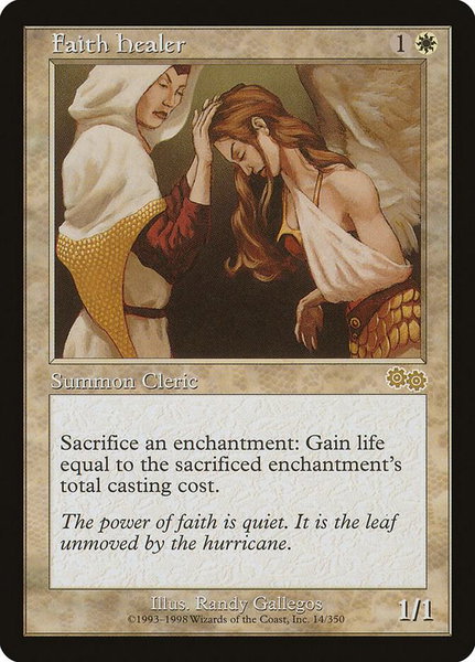 Faith Healer trading card from Urza's Saga Faith Healer - Urza's Saga Magic: The Gathering trading card