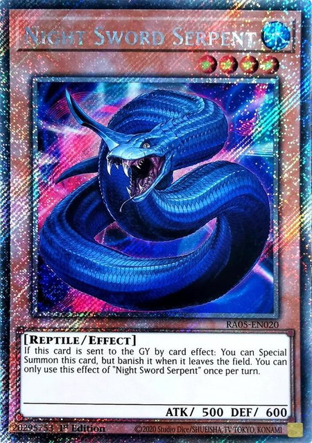 Night Sword Serpent (Platinum Secret Rare) trading card from Rarity Collection 5 Night Sword Serpent (Platinum Secret Rare) - Rarity Collection 5 YuGiOh trading card
