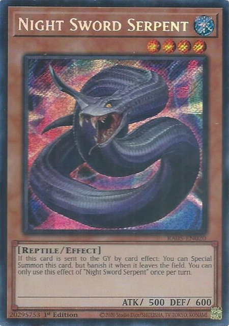 Night Sword Serpent (Secret Rare) trading card from Rarity Collection 5 Night Sword Serpent (Secret Rare) - Rarity Collection 5 YuGiOh trading card