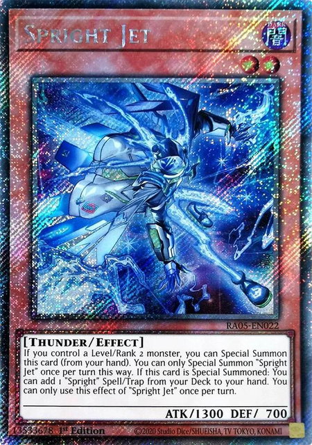 Spright Jet (Platinum Secret Rare) trading card from Rarity Collection 5 Spright Jet (Platinum Secret Rare) - Rarity Collection 5 YuGiOh trading card