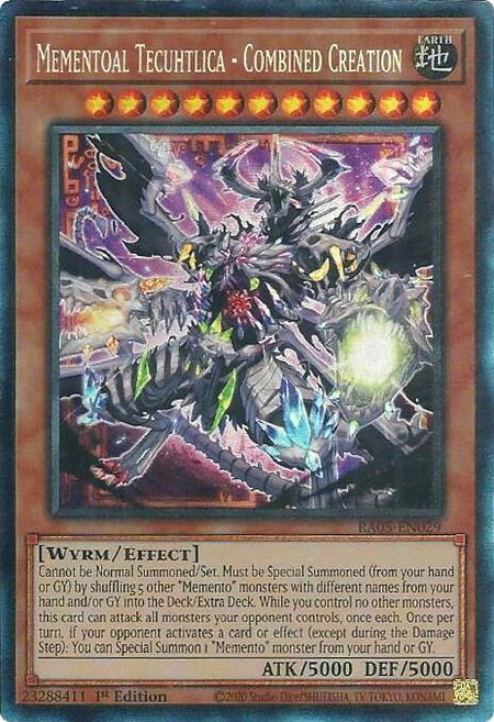 Mementoal Tecuhtlica - Combined Creation (Collector's Rare) trading card from Rarity Collection 5 Mementoal Tecuhtlica - Combined Creation (Collector's Rare) - Rarity Collection 5 YuGiOh trading card