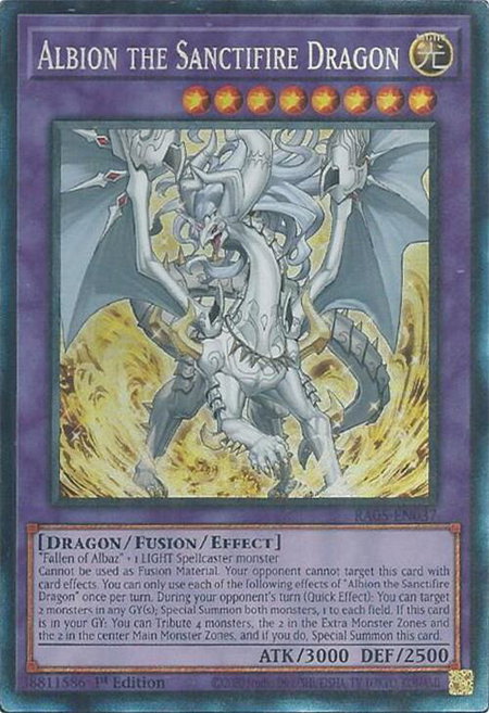Albion the Sanctifire Dragon (Collector's Rare) trading card from Rarity Collection 5 Albion the Sanctifire Dragon (Collector's Rare) - Rarity Collection 5 YuGiOh trading card