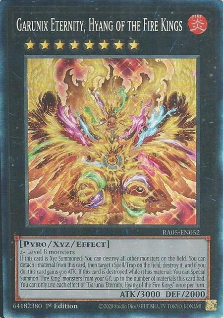 Garunix Eternity, Hyang of the Fire Kings (Collector's Rare) trading card from Rarity Collection 5 Garunix Eternity, Hyang of the Fire Kings (Collector's Rare) - Rarity Collection 5 YuGiOh trading card