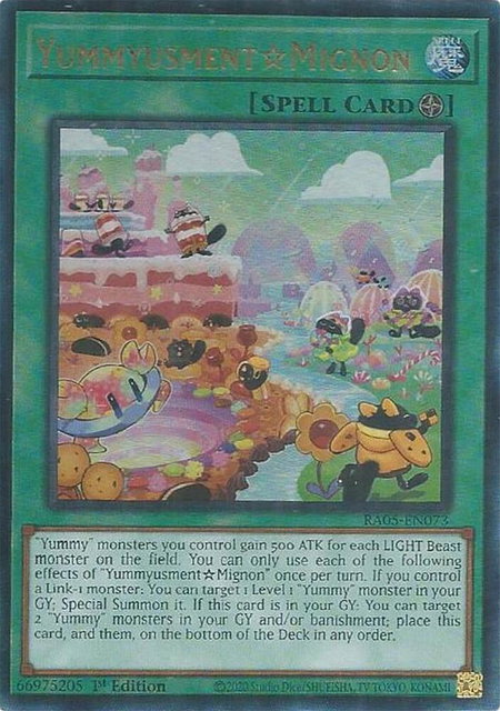 YummyusmentMignon (Ultimate Rare) trading card from Rarity Collection 5 YummyusmentMignon (Ultimate Rare) - Rarity Collection 5 YuGiOh trading card