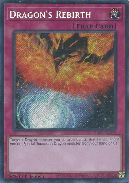 Dragon's Rebirth (Secret Rare) trading card from Rarity Collection 5 Dragon's Rebirth (Secret Rare) - Rarity Collection 5 YuGiOh trading card