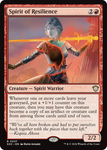 Spirit of Resilience - Commander: Secrets of Strixhaven Magic: The Gathering trading card