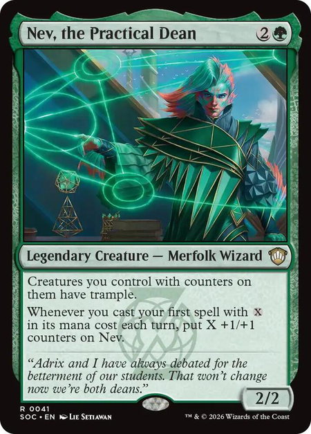 Nev, the Practical Dean - Commander: Secrets of Strixhaven Magic: The Gathering trading card