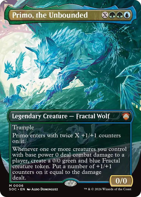 Primo, the Unbounded (Borderless) - Commander: Secrets of Strixhaven Magic: The Gathering trading card