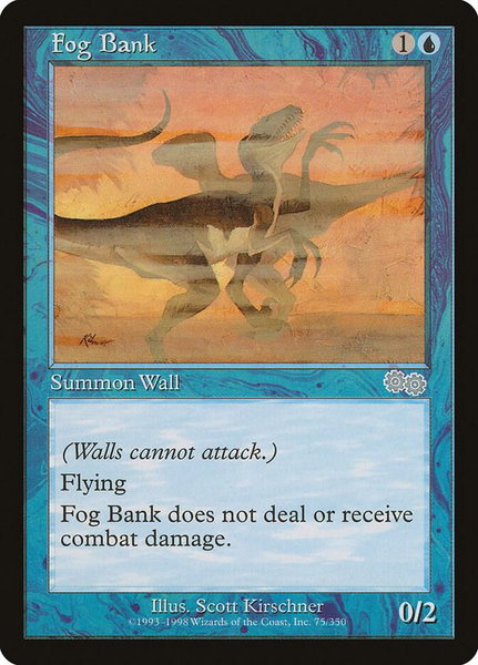 Fog Bank trading card from Urza's Saga Fog Bank - Urza's Saga Magic: The Gathering trading card