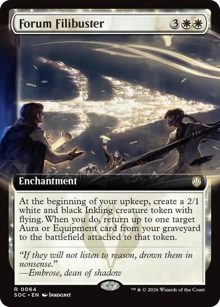 Forum Filibuster (Extended Art) - Commander: Secrets of Strixhaven Magic: The Gathering trading card