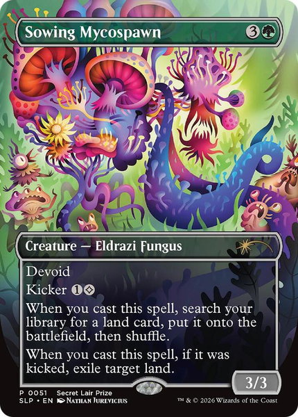 Sowing Mycospawn trading card from Secret Lair Showdown Sowing Mycospawn - Secret Lair Showdown Magic: The Gathering trading card